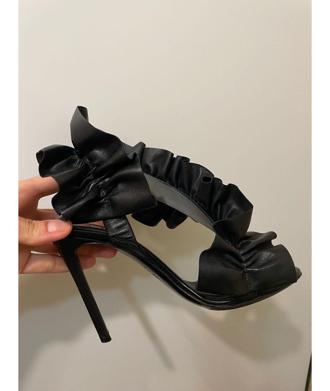 MSGM Черные кожаные босоножки, фото 6