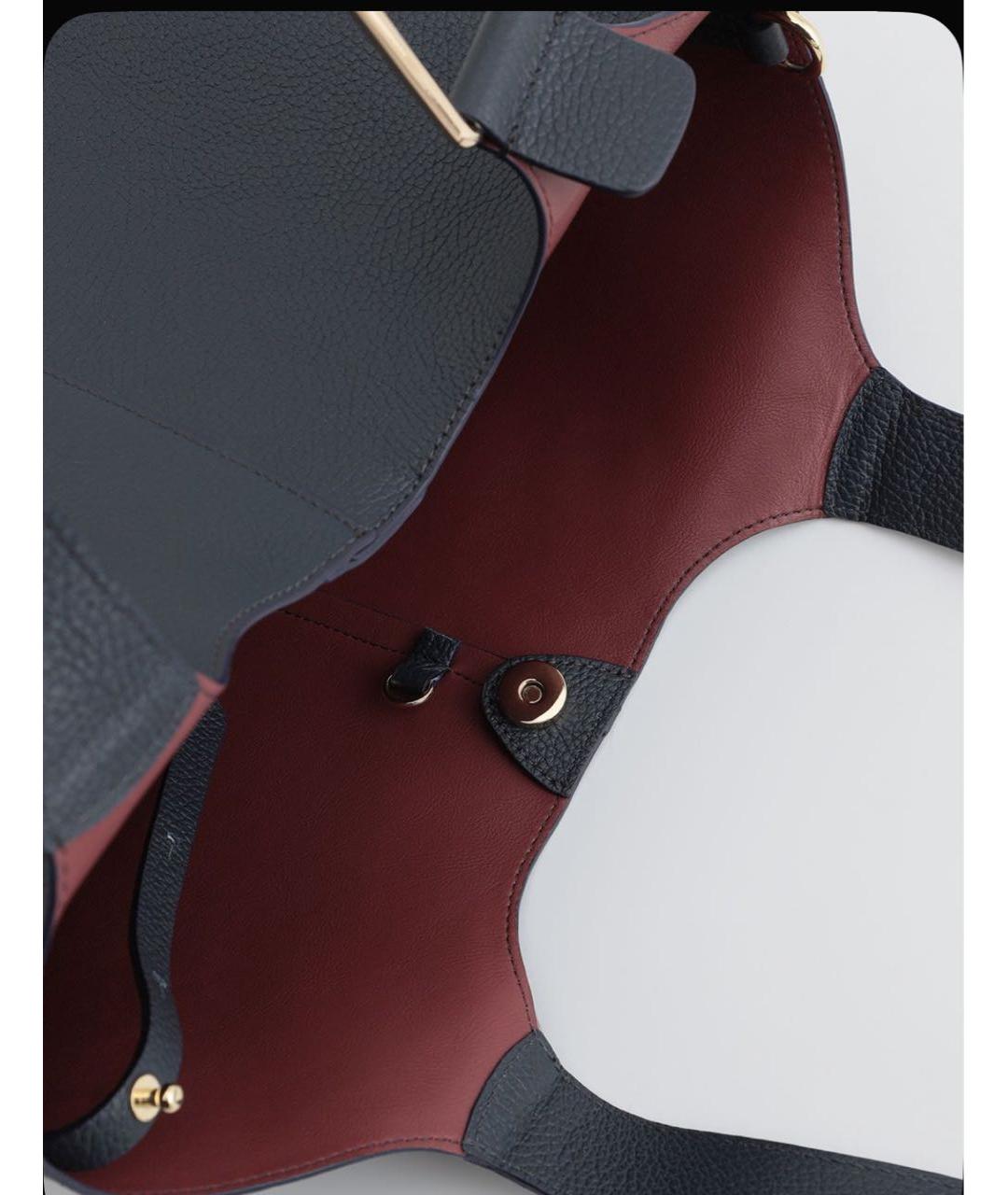 COCCINELLE Темно-синяя кожаная сумка тоут, фото 2