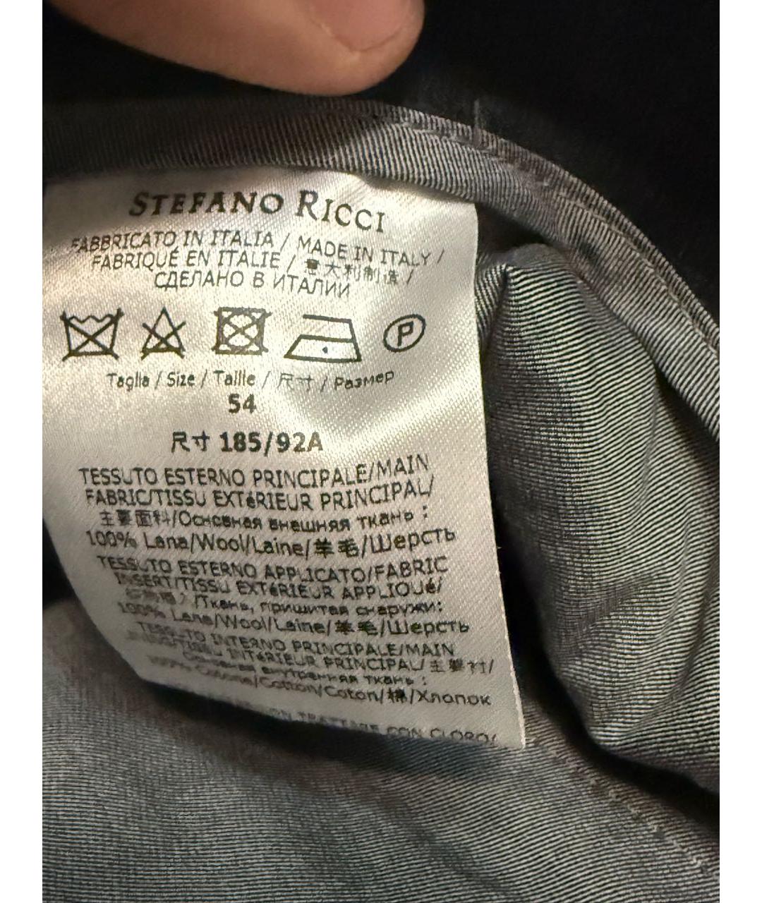 STEFANO RICCI Антрацитовые шерстяные классические брюки, фото 6