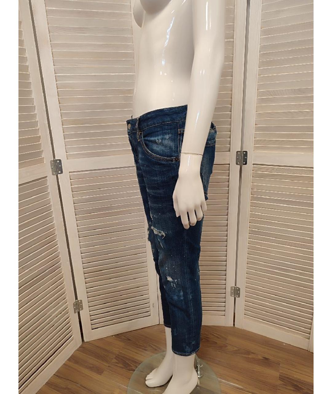 DSQUARED2 Синие хлопко-эластановые джинсы слим, фото 4