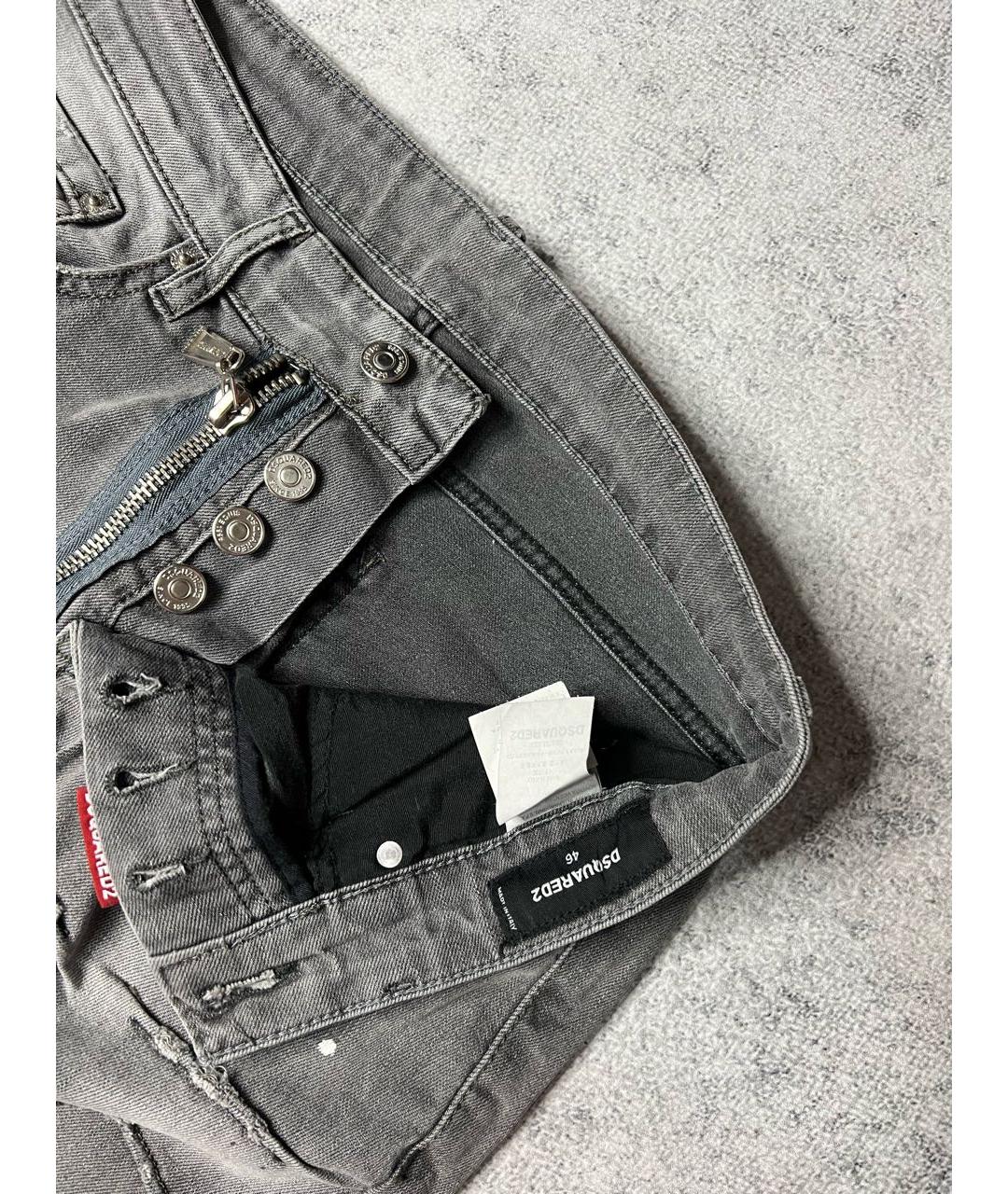 DSQUARED2 Серые хлопко-эластановые джинсы скинни, фото 7