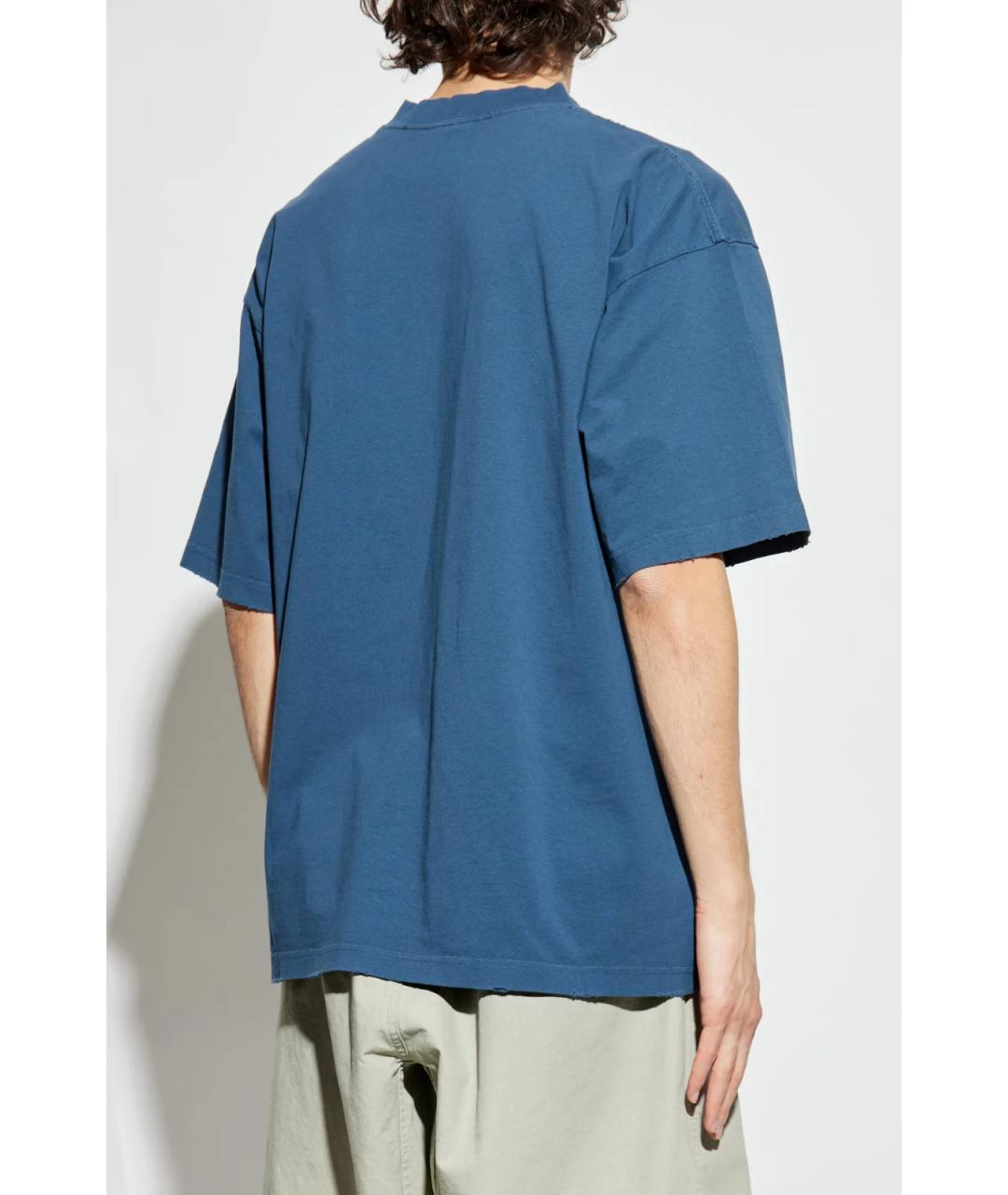 BALENCIAGA Синяя хлопковая футболка, фото 3