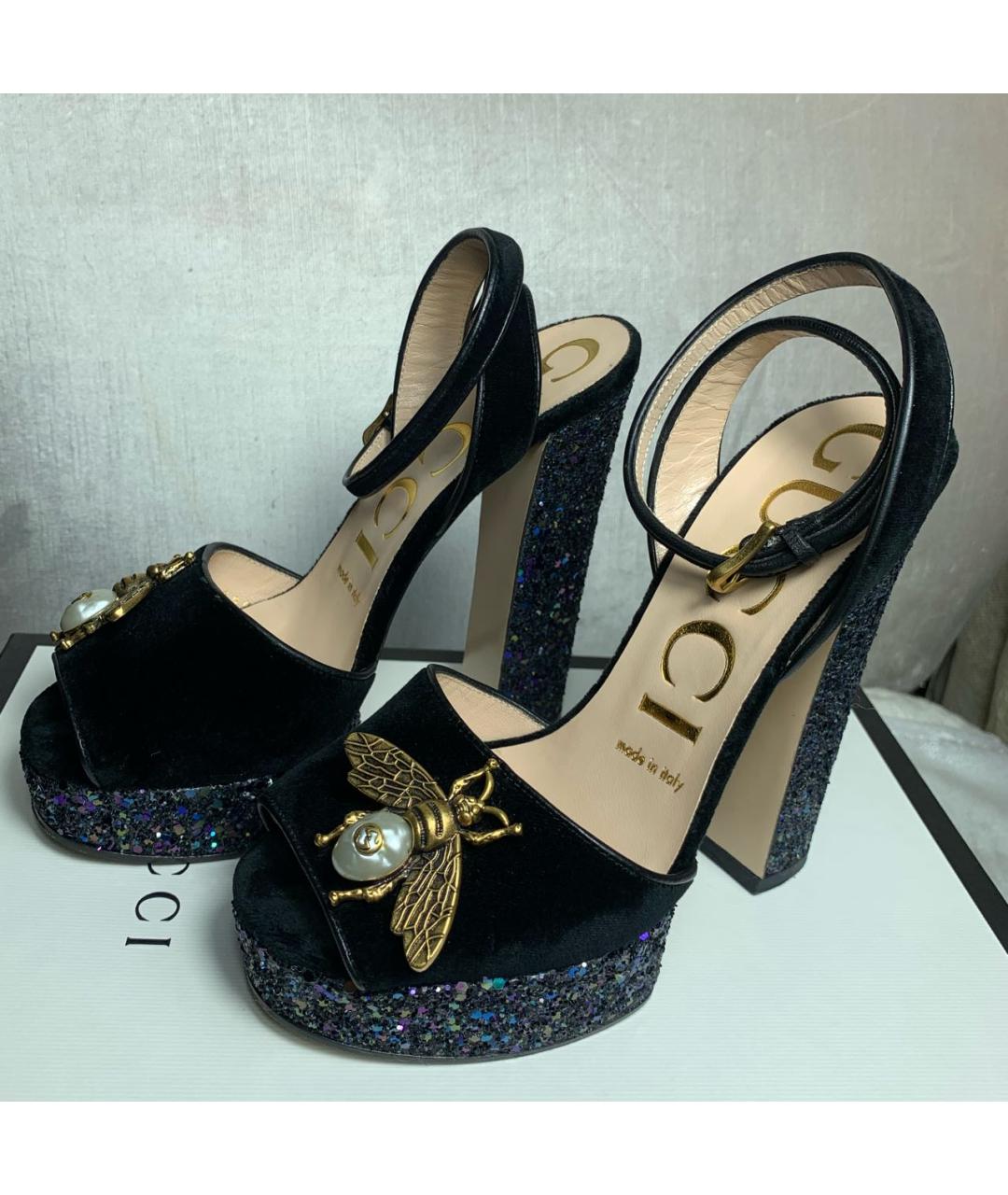 GUCCI Черные босоножки, фото 2