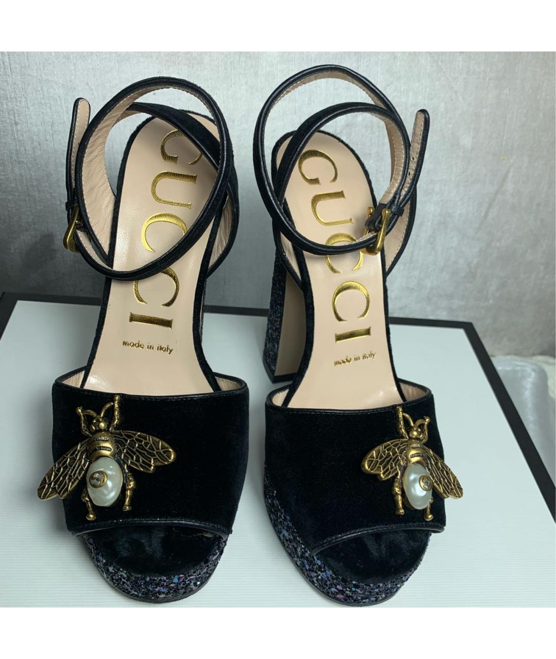 GUCCI Черные босоножки, фото 3