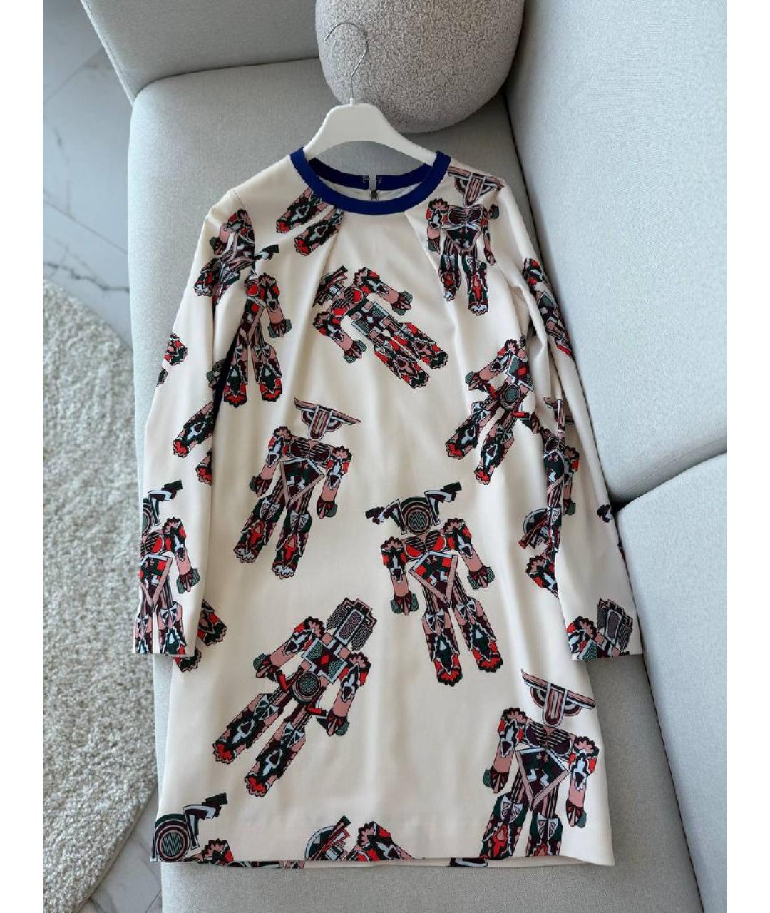 MSGM Белое полиэстеровое повседневное платье, фото 5