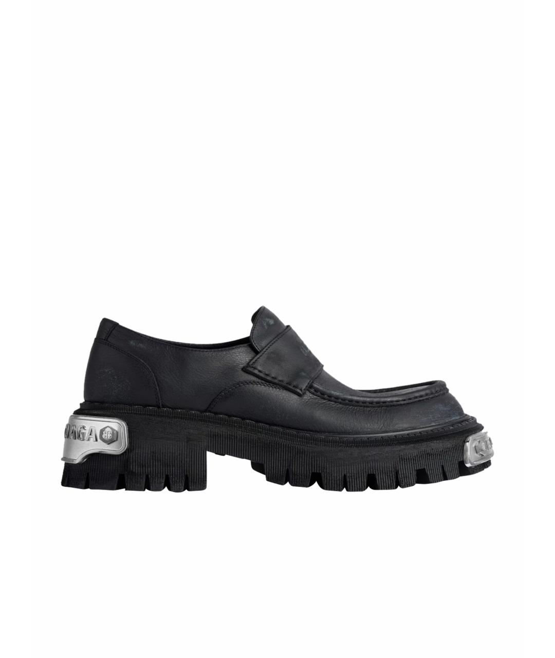 BALENCIAGA Черные кожаные лоферы, фото 1