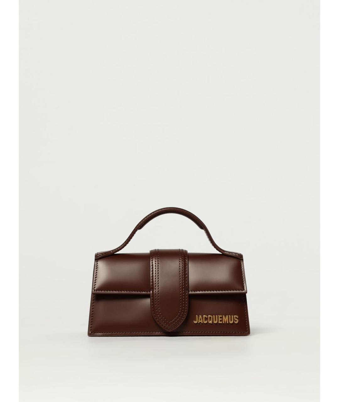 JACQUEMUS Коричневая кожаная сумка с короткими ручками, фото 6