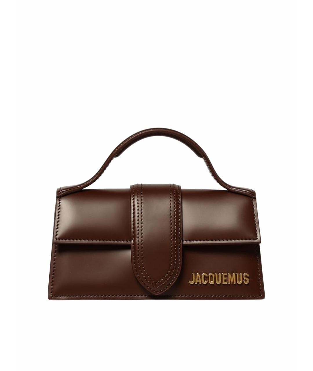 JACQUEMUS Коричневая кожаная сумка с короткими ручками, фото 1