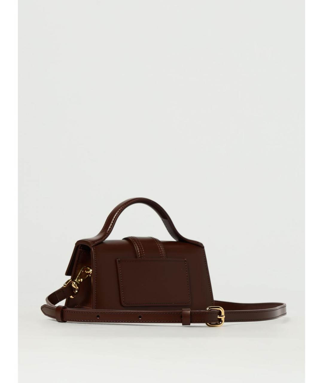 JACQUEMUS Коричневая кожаная сумка с короткими ручками, фото 3