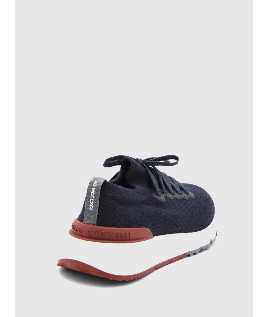 BRUNELLO CUCINELLI Синие текстильные низкие кроссовки / кеды, фото 3