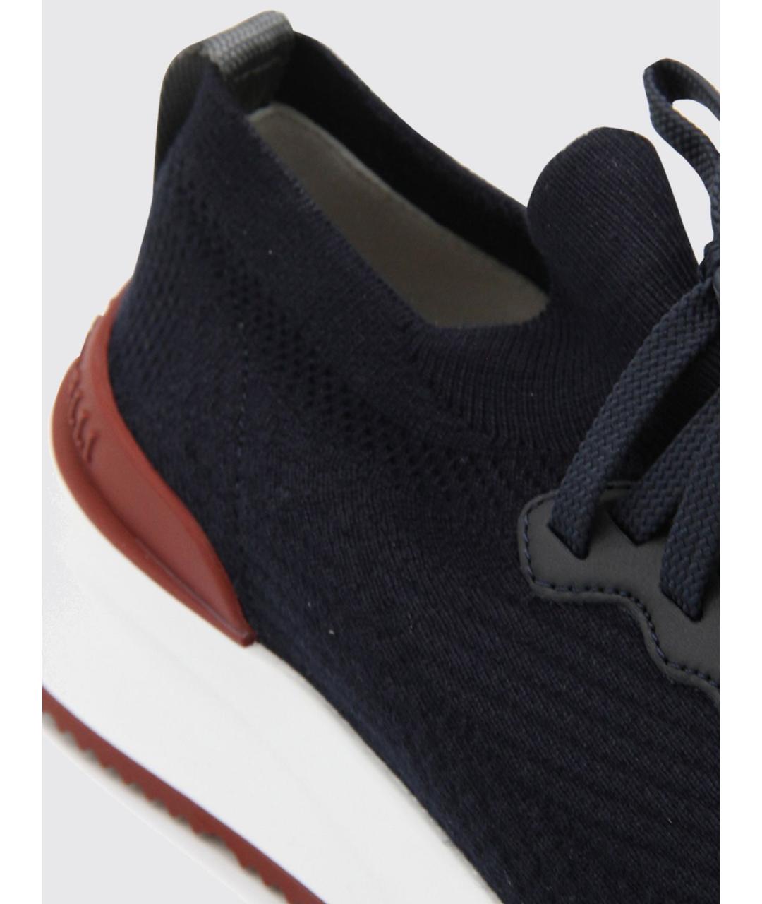 BRUNELLO CUCINELLI Синие текстильные низкие кроссовки / кеды, фото 4