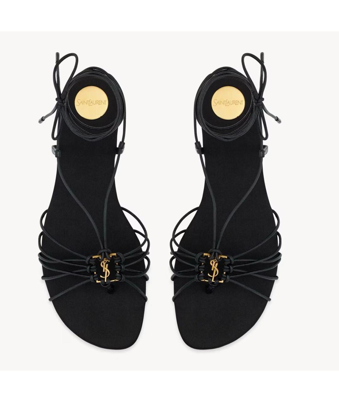 SAINT LAURENT Черные кожаные сандалии, фото 3