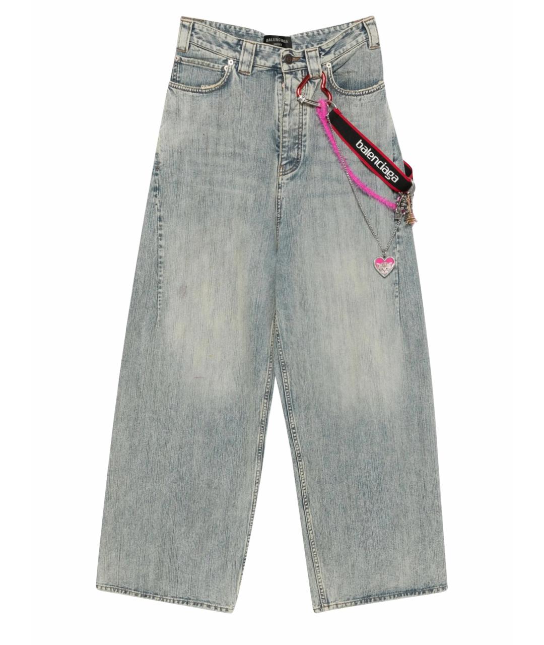 BALENCIAGA Голубые хлопковые прямые брюки, фото 1