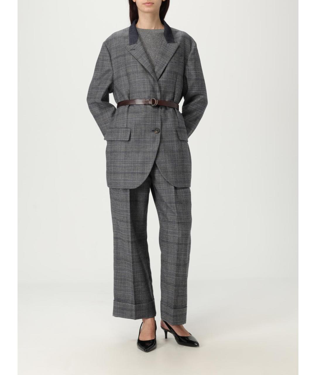BRUNELLO CUCINELLI Антрацитовые прямые брюки, фото 3