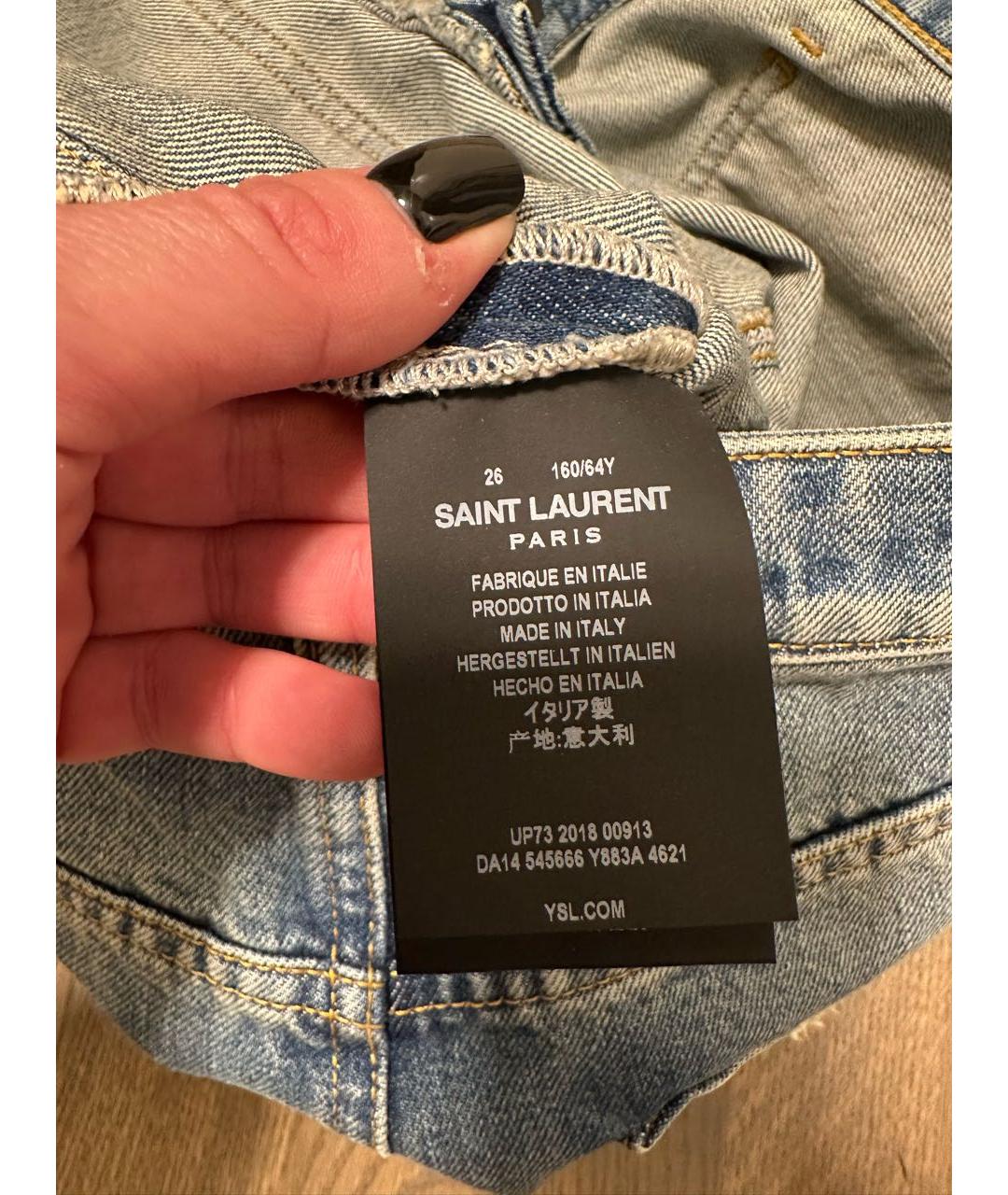 SAINT LAURENT Синие хлопковые джинсы клеш, фото 7