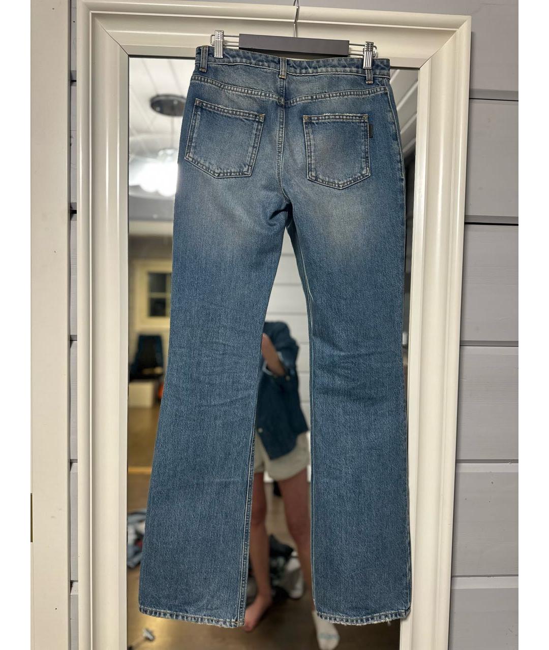 SAINT LAURENT Синие хлопковые джинсы клеш, фото 2