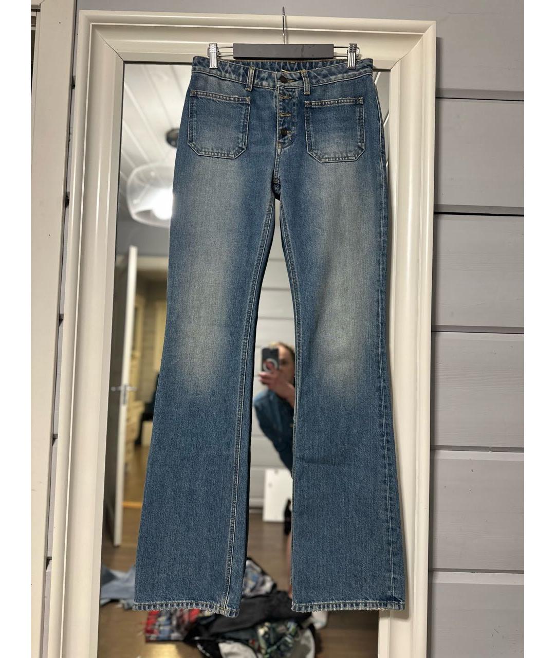 SAINT LAURENT Синие хлопковые джинсы клеш, фото 9