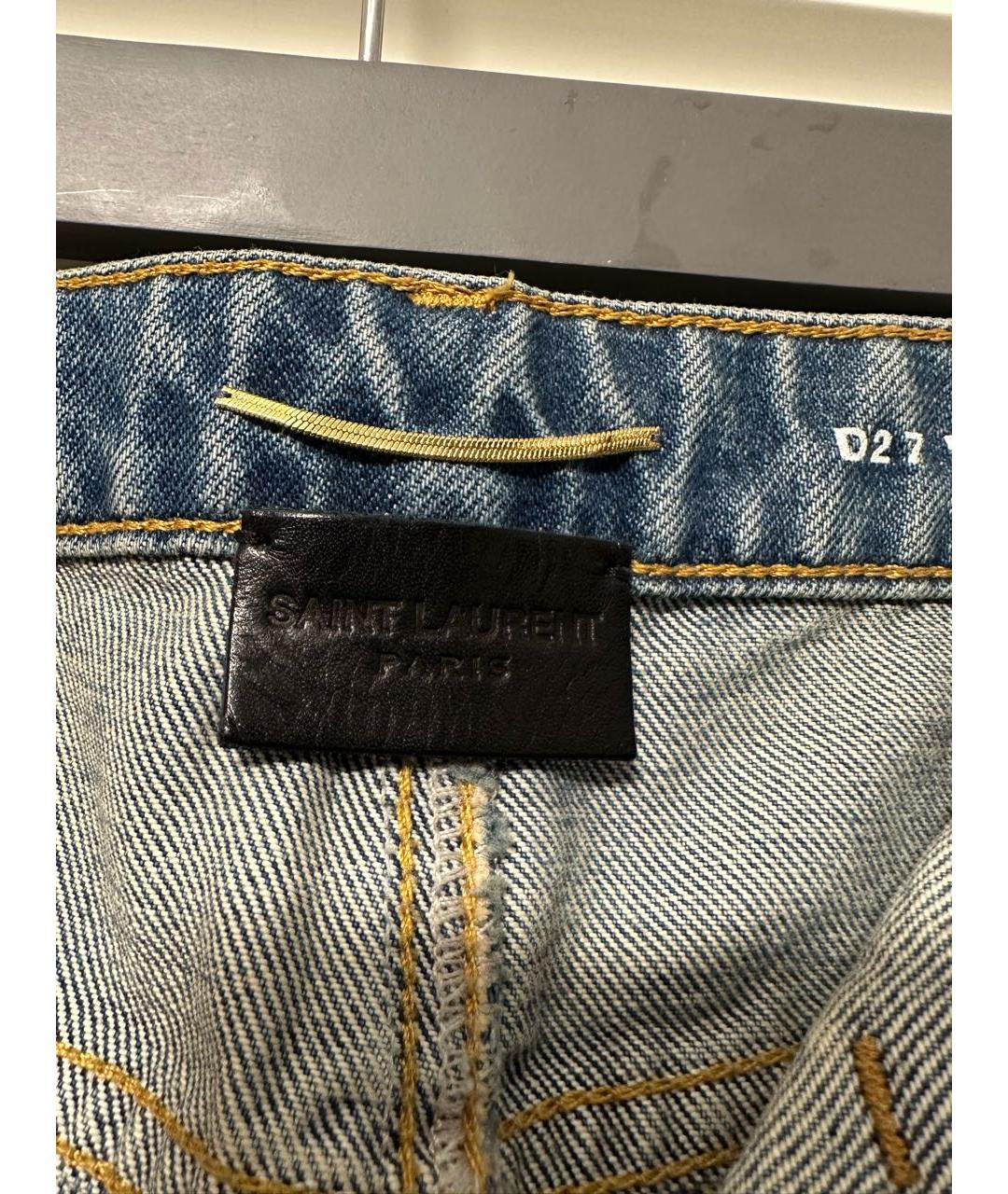 SAINT LAURENT Синие хлопковые джинсы клеш, фото 6