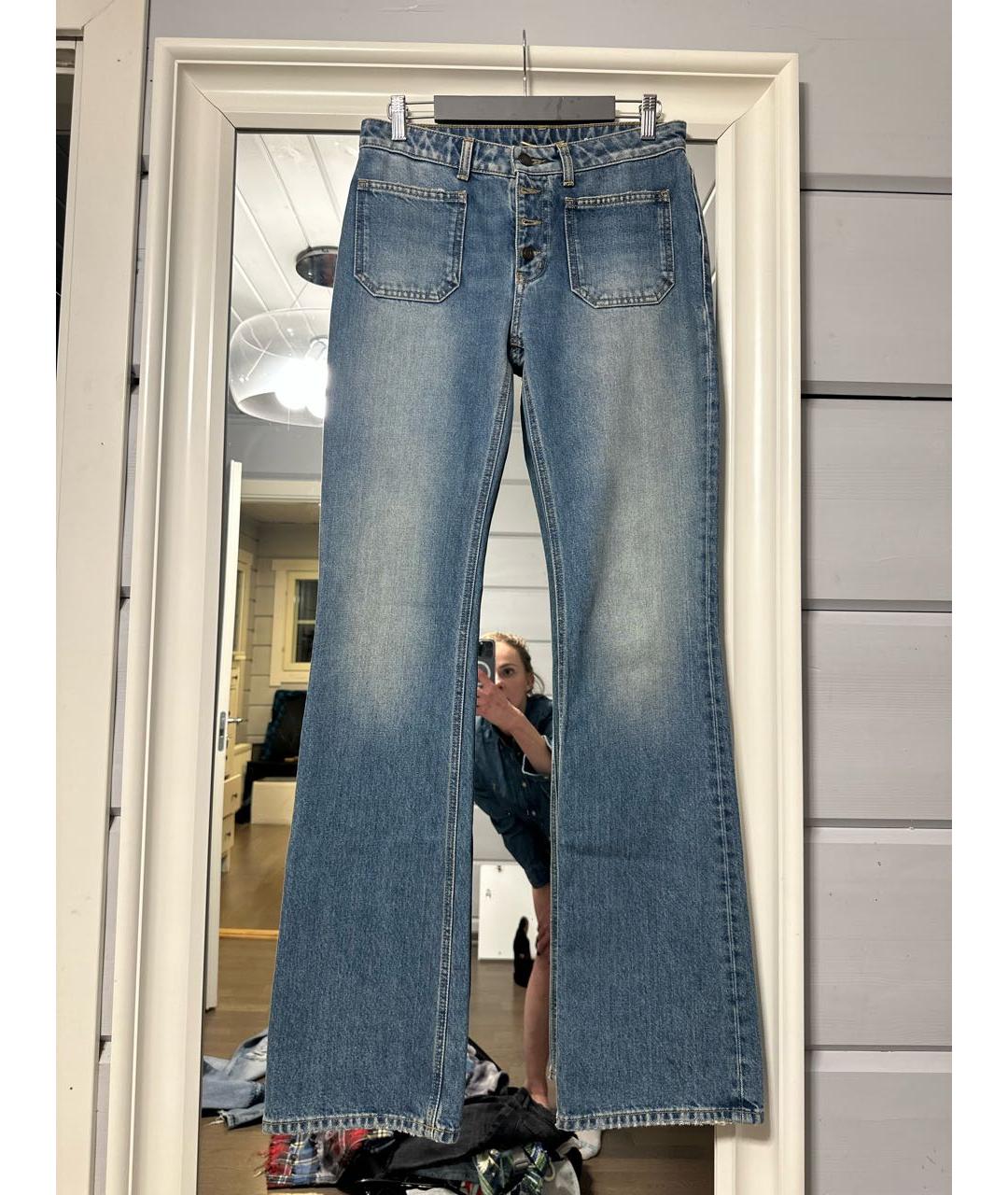 SAINT LAURENT Синие хлопковые джинсы клеш, фото 3