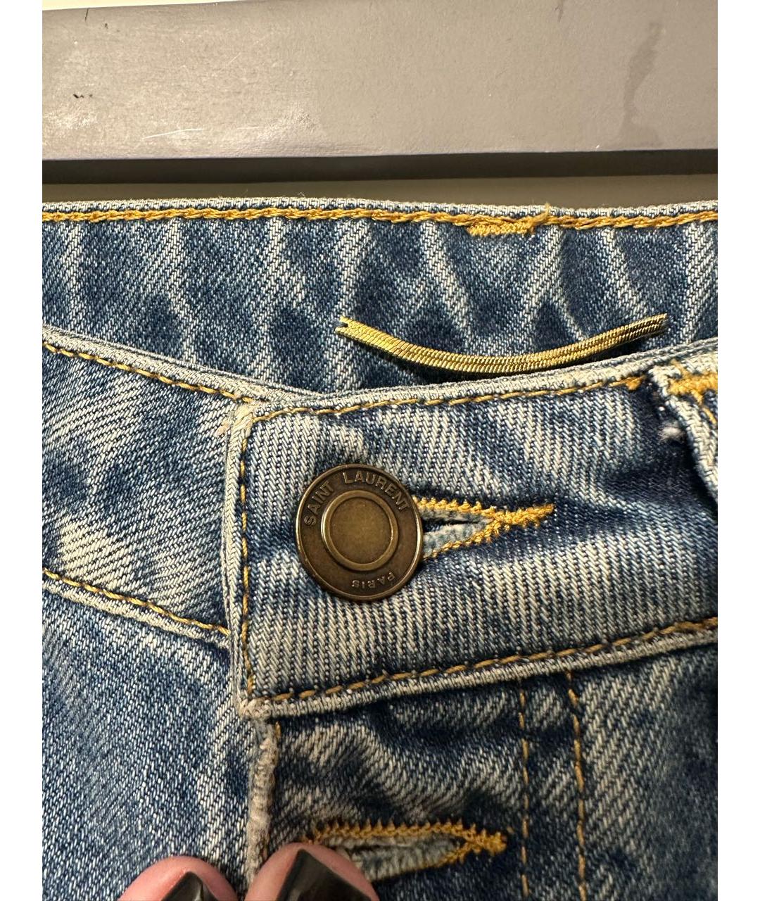 SAINT LAURENT Синие хлопковые джинсы клеш, фото 5