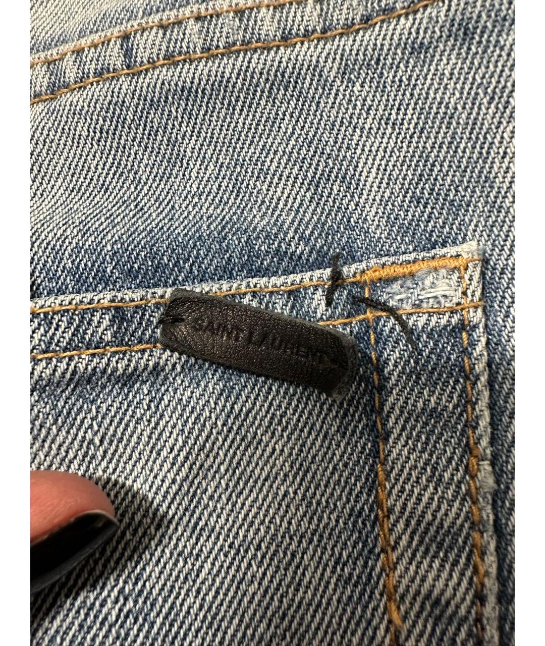SAINT LAURENT Голубые хлопковые джинсы слим, фото 7