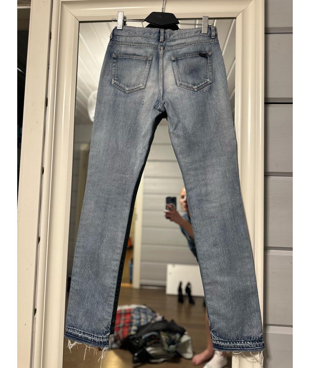 SAINT LAURENT Голубые хлопковые джинсы слим, фото 2