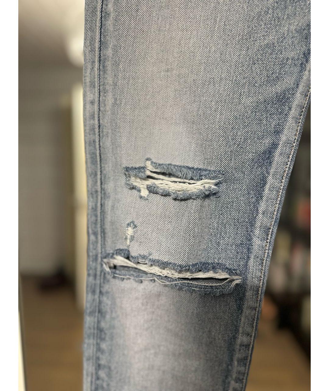 SAINT LAURENT Голубые хлопковые джинсы слим, фото 4