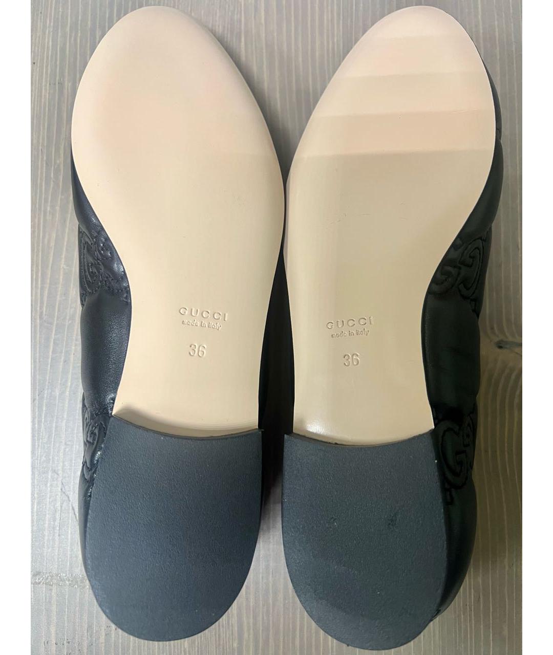 GUCCI Черные кожаные балетки, фото 5