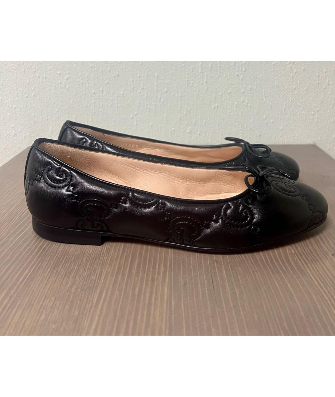GUCCI Черные кожаные балетки, фото 7
