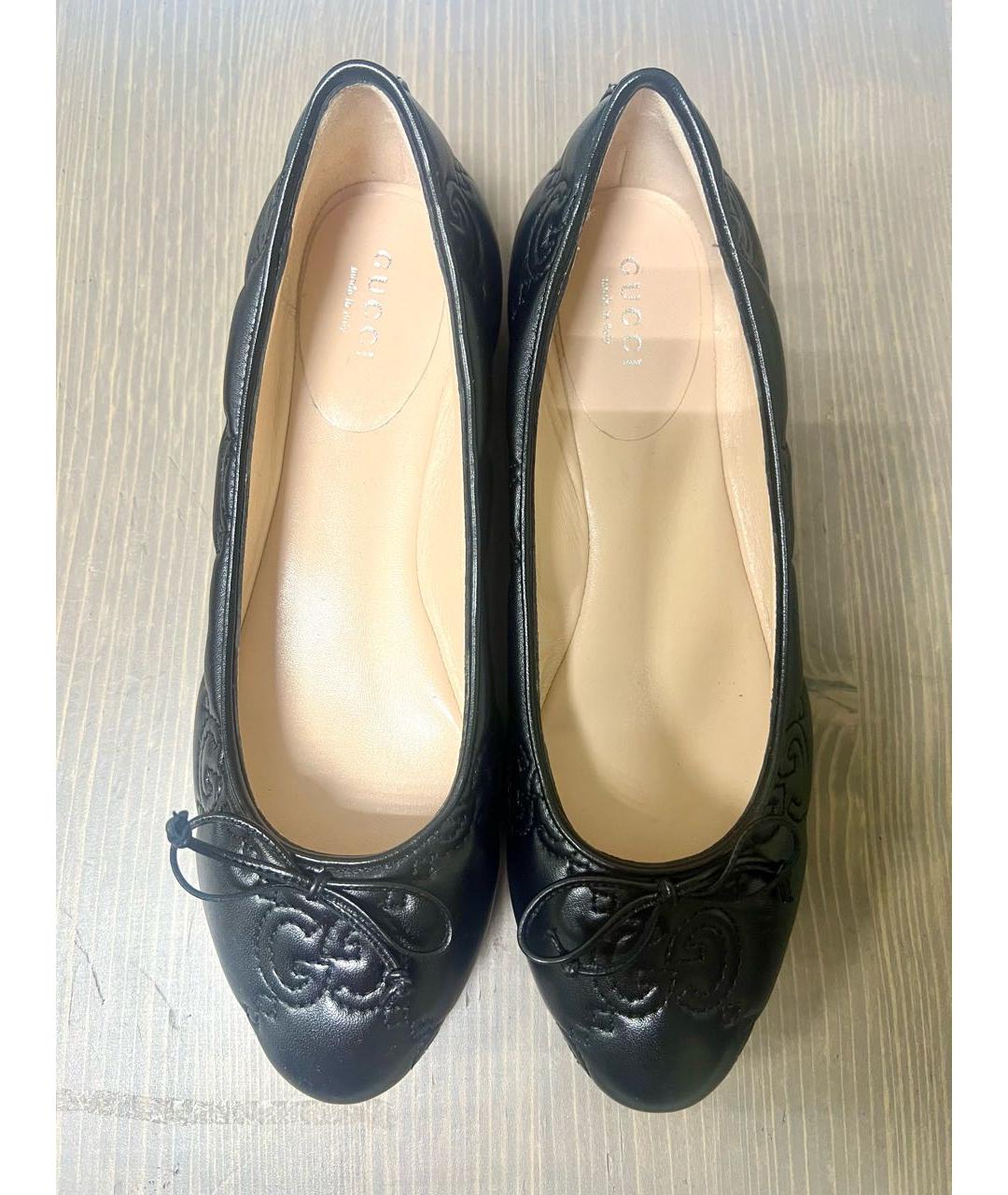 GUCCI Черные кожаные балетки, фото 2