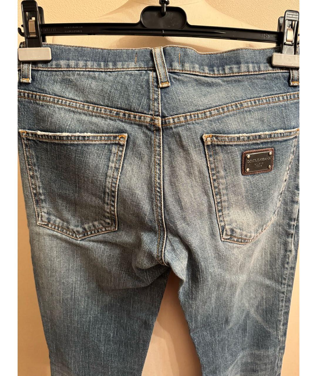 DOLCE&GABBANA Голубые хлопковые прямые джинсы, фото 5