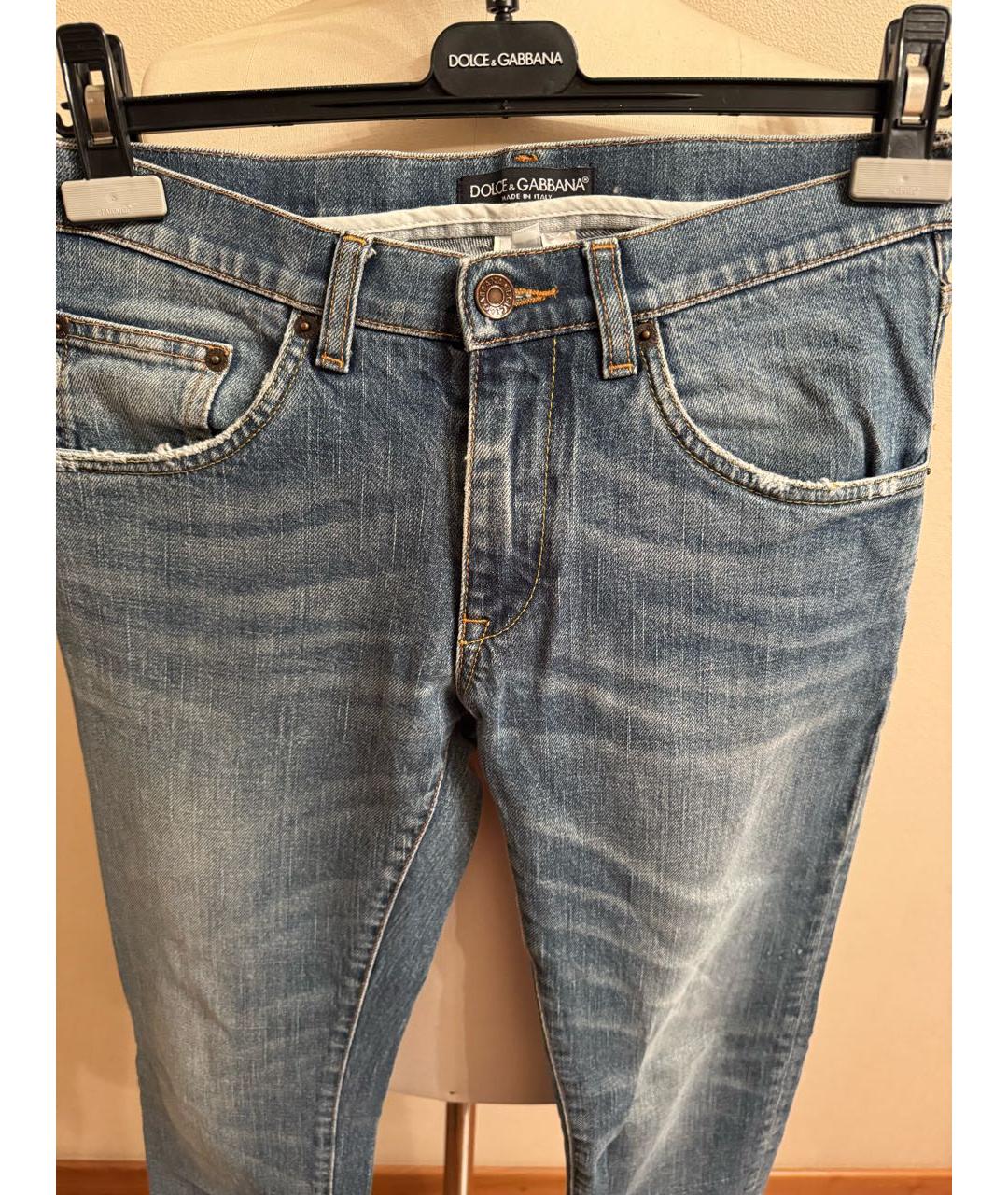 DOLCE&GABBANA Голубые хлопковые прямые джинсы, фото 3