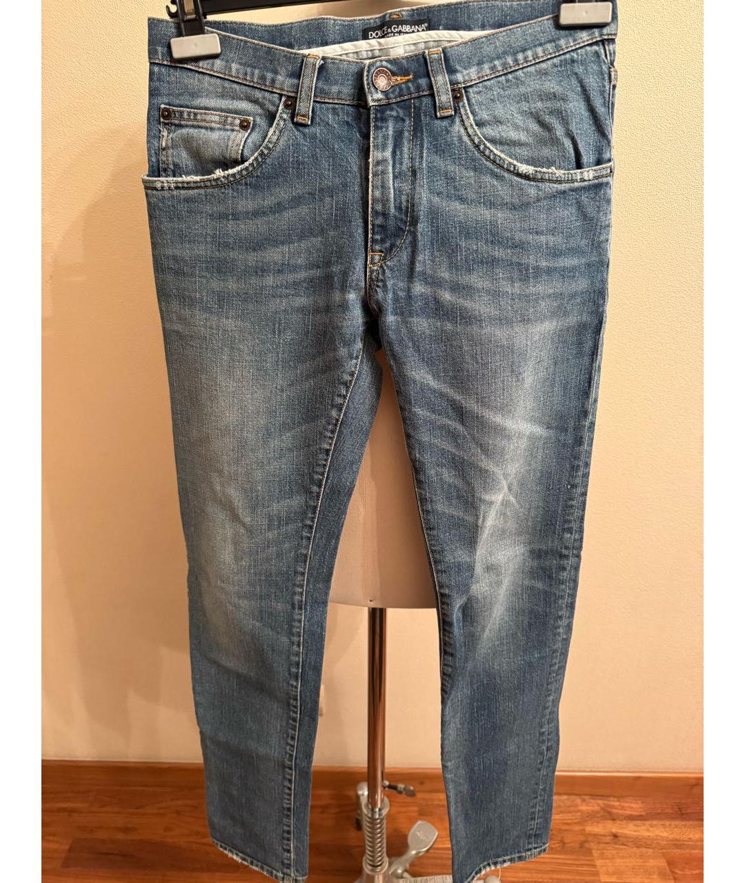 DOLCE&GABBANA Голубые хлопковые прямые джинсы, фото 8