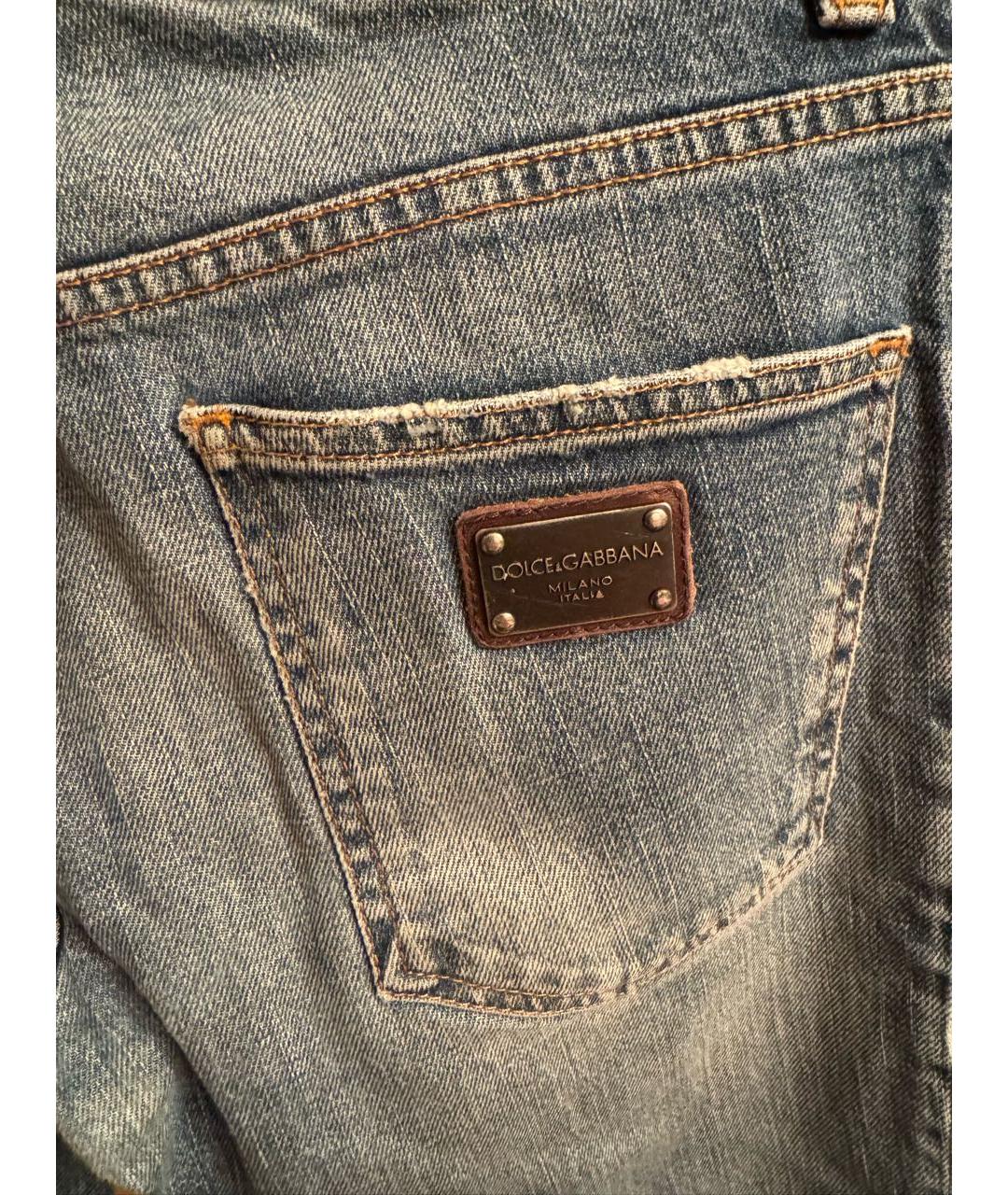 DOLCE&GABBANA Голубые хлопковые прямые джинсы, фото 4