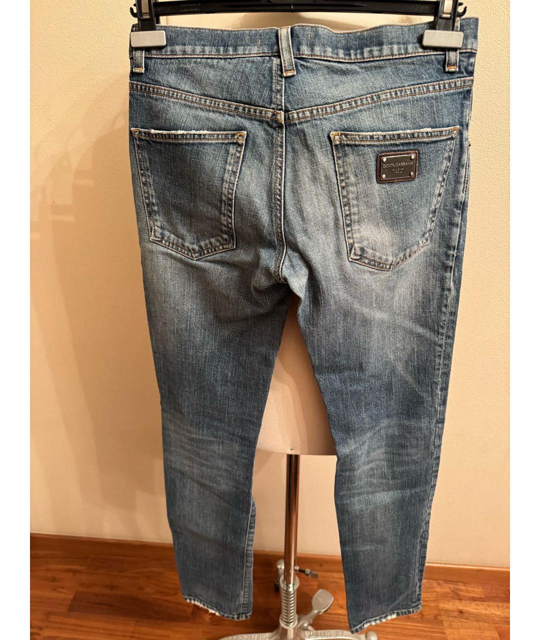 DOLCE&GABBANA Голубые хлопковые прямые джинсы, фото 2
