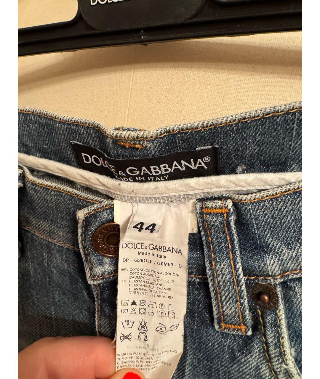 DOLCE&GABBANA Голубые хлопковые прямые джинсы, фото 6