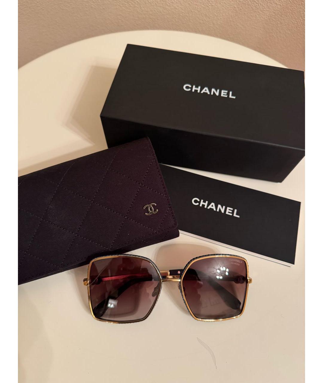 CHANEL Коричневые металлические солнцезащитные очки, фото 5
