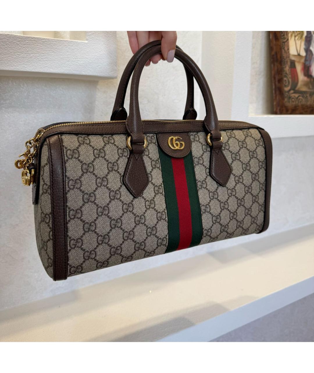 GUCCI Коричневая кожаная сумка с короткими ручками, фото 4