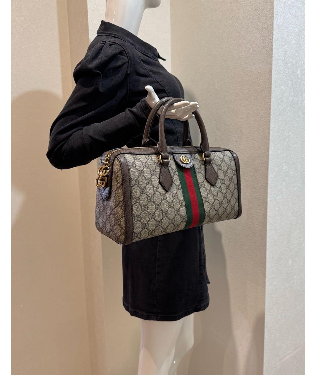 GUCCI Коричневая кожаная сумка с короткими ручками, фото 3