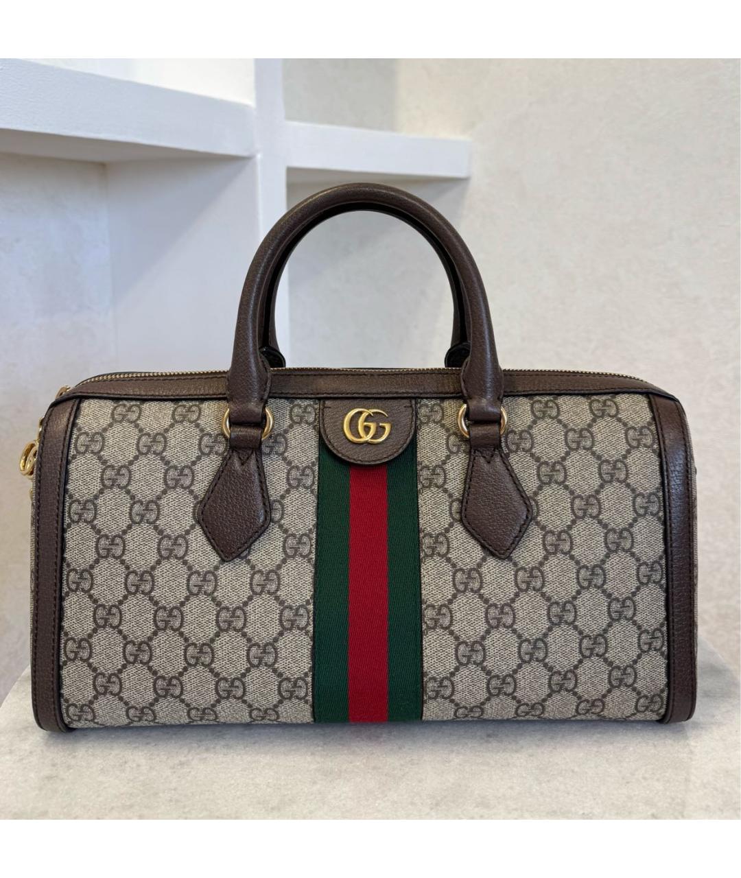 GUCCI Коричневая кожаная сумка с короткими ручками, фото 2