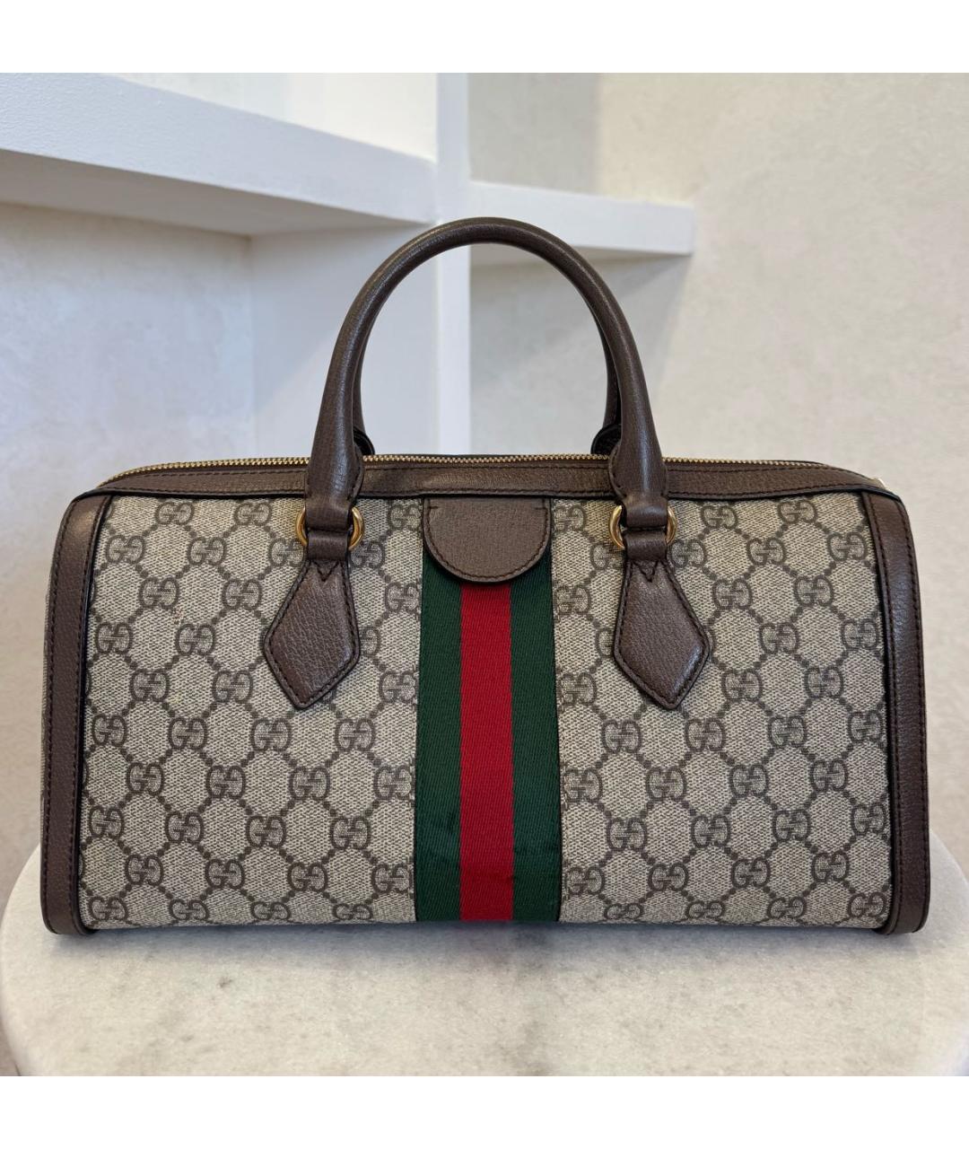 GUCCI Коричневая кожаная сумка с короткими ручками, фото 5