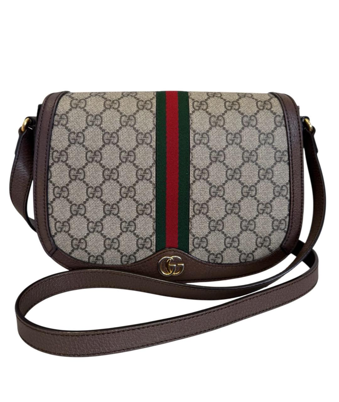 GUCCI Коричневая кожаная сумка через плечо, фото 9