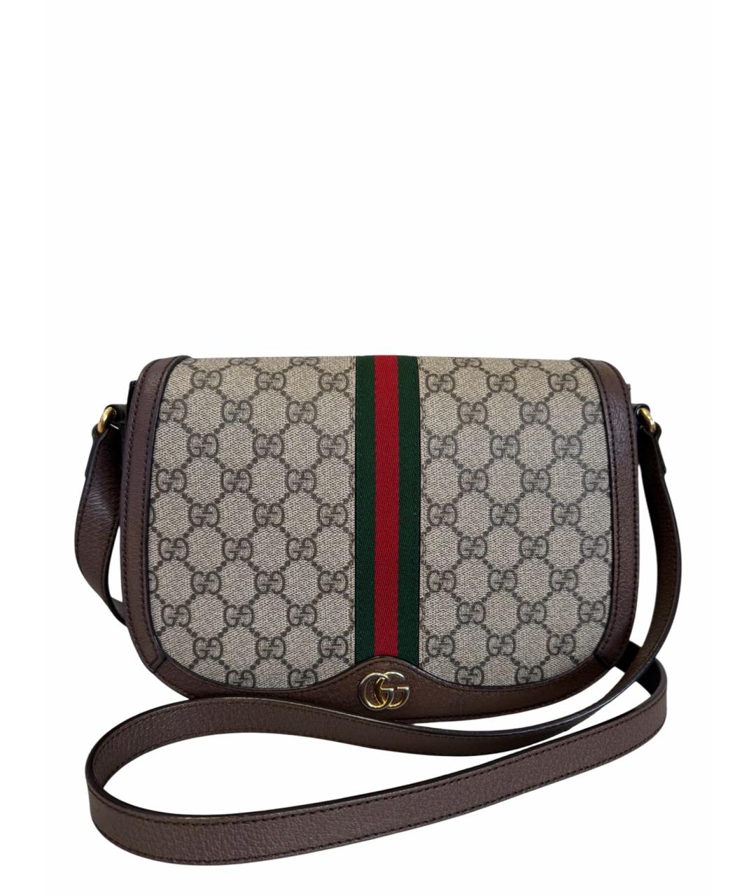 GUCCI Коричневая кожаная сумка через плечо, фото 1