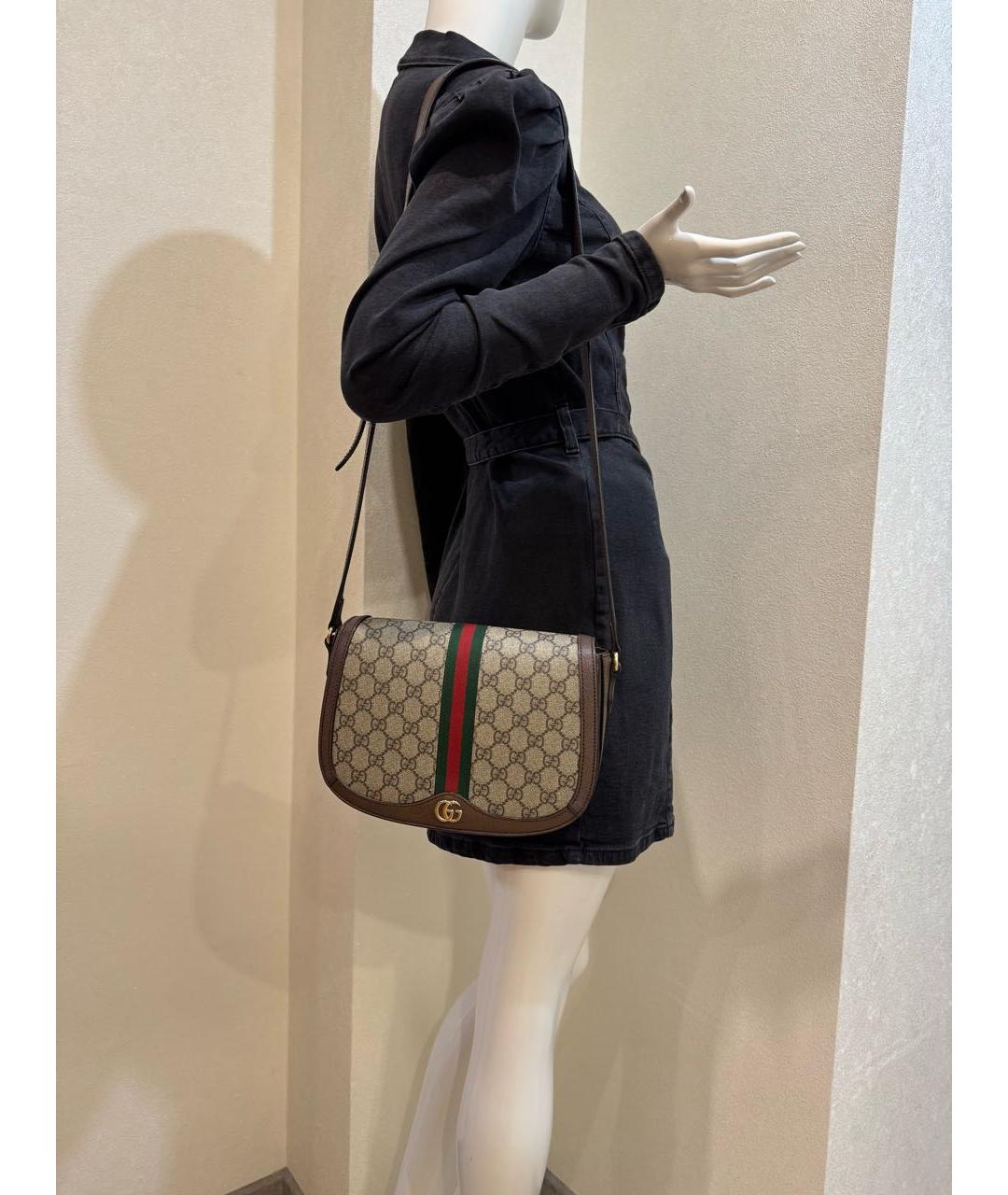 GUCCI Коричневая кожаная сумка через плечо, фото 5