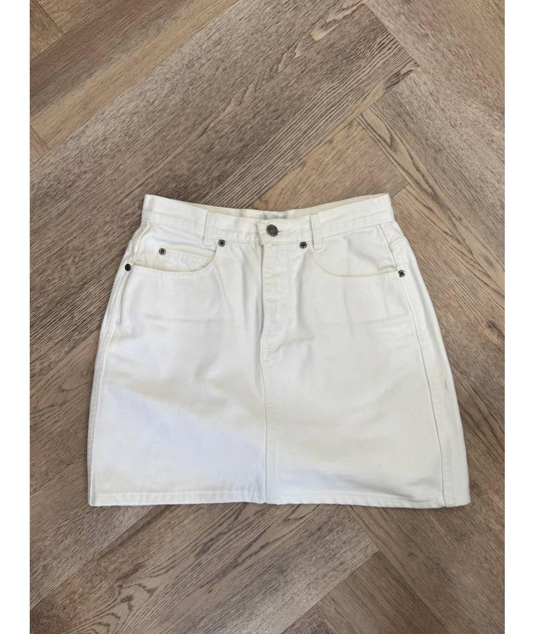 CALVIN KLEIN Белая деним юбка мини, фото 6