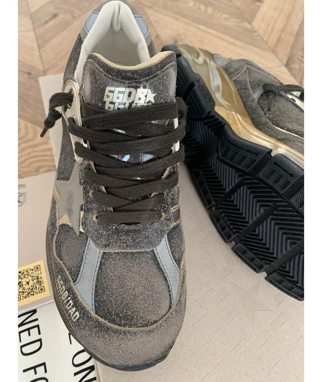GOLDEN GOOSE DELUXE BRAND Антрацитовые кожаные кроссовки, фото 6