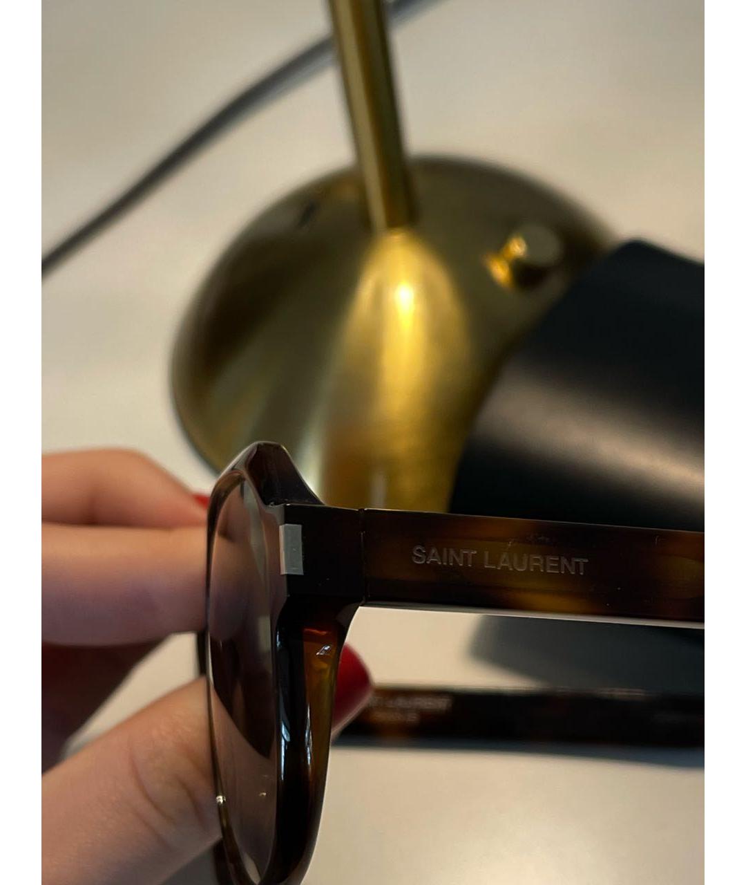 SAINT LAURENT Коричневые пластиковые солнцезащитные очки, фото 4