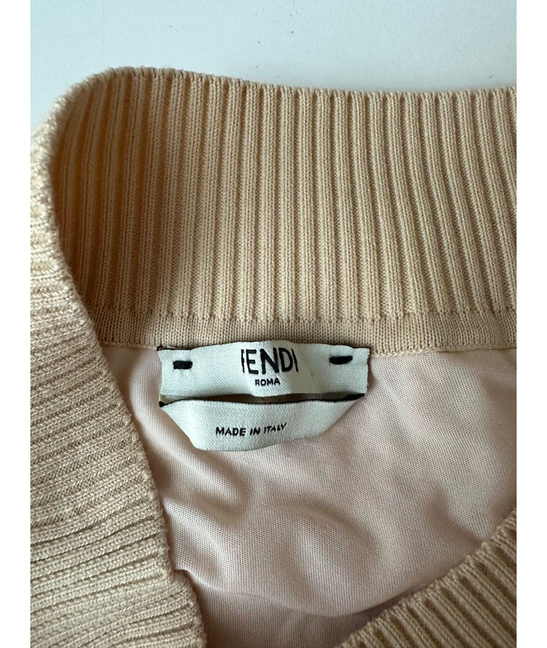 FENDI Бежевая хлопковая юбка миди, фото 5