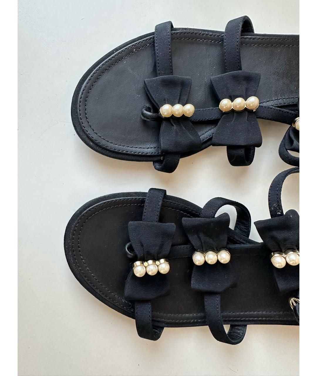 CHANEL Черные текстильные сандалии, фото 4