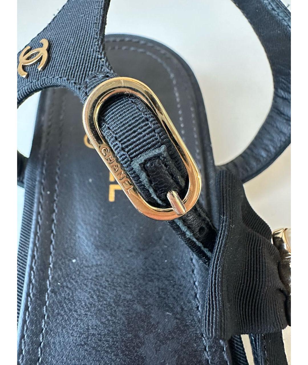 CHANEL Черные текстильные сандалии, фото 6